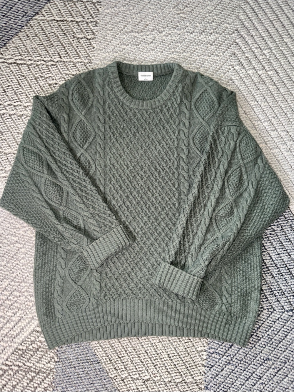 Aritzia — Sunday Best Oversized, Cable Knit Peggy Sweater in Sage